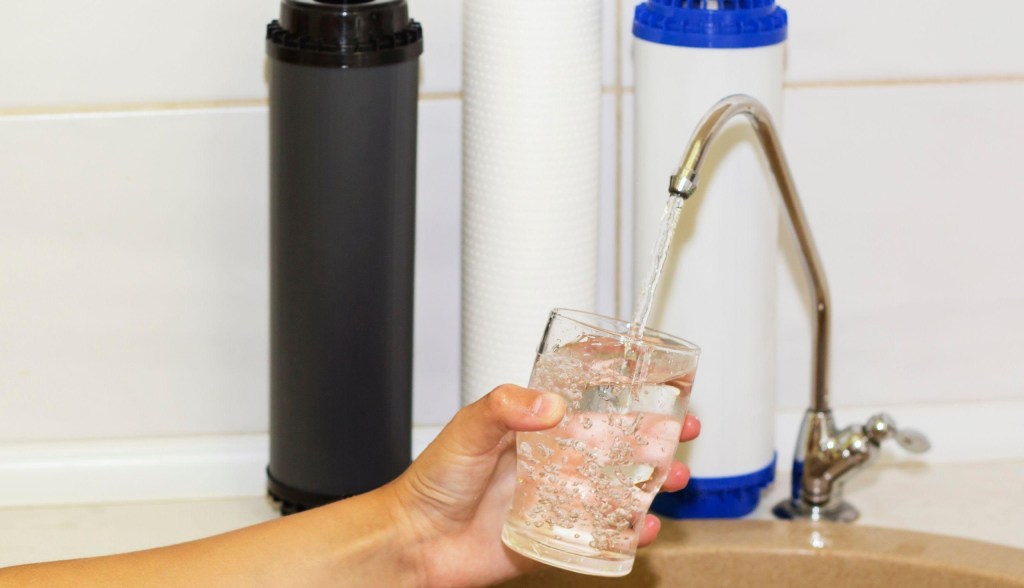 glass of water with filter