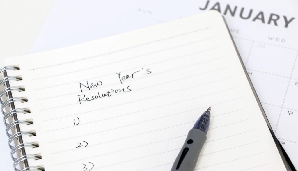 notebook paper with new year's resolution