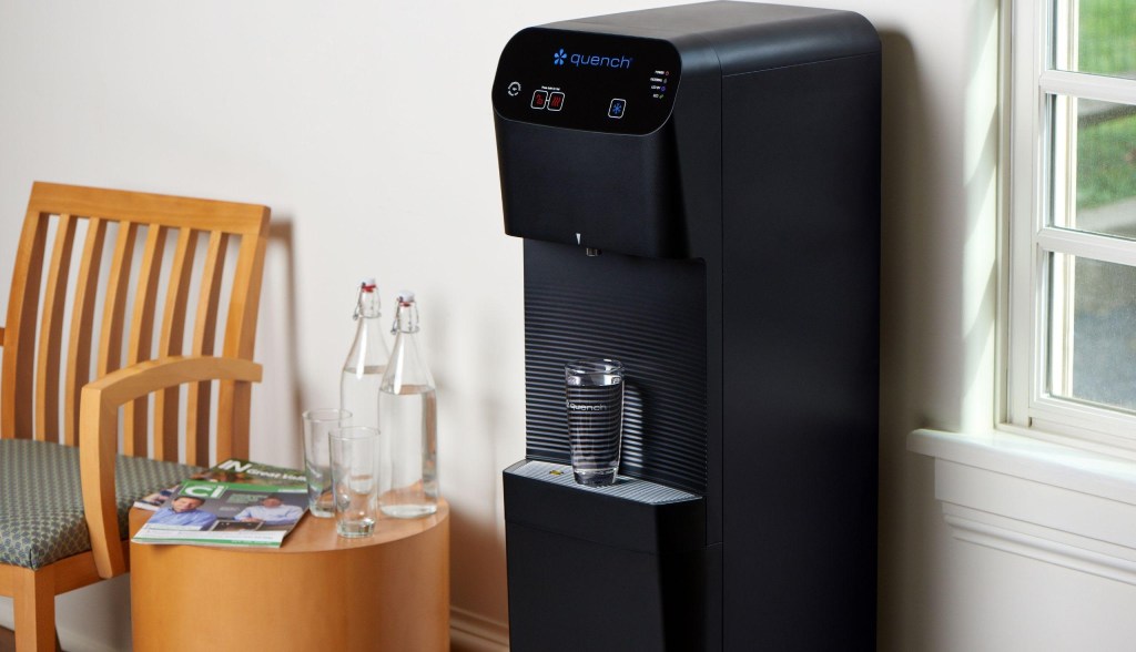 Quench water cooler with glass of water