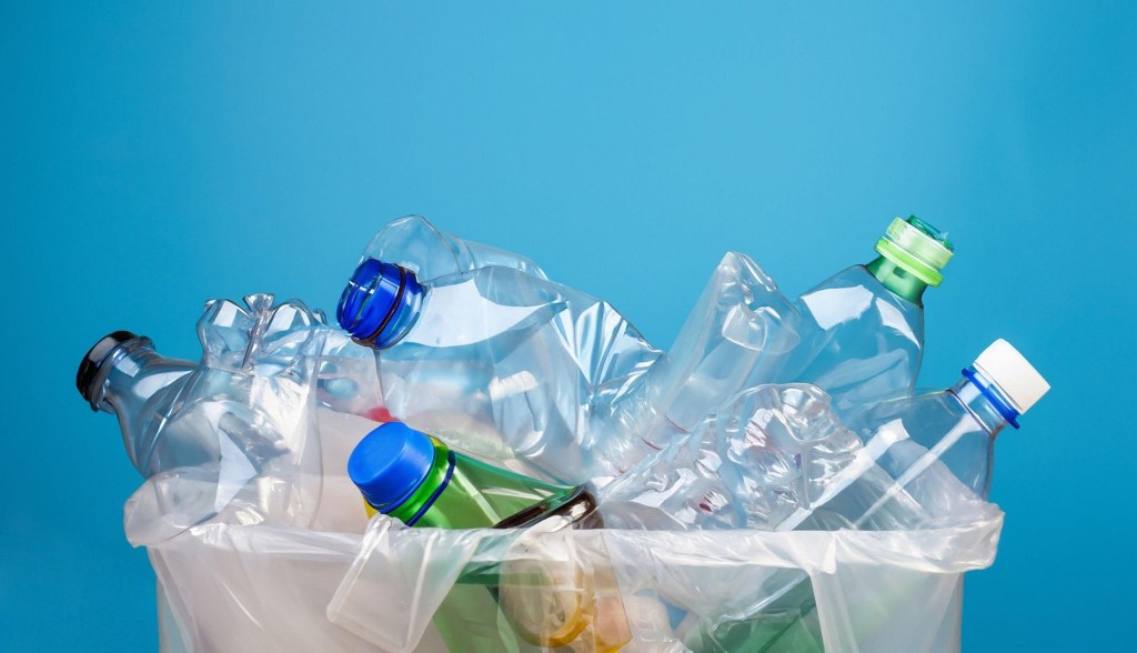 bin of plastic water bottles