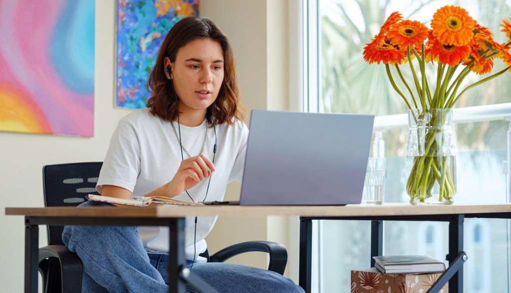 woman working from home