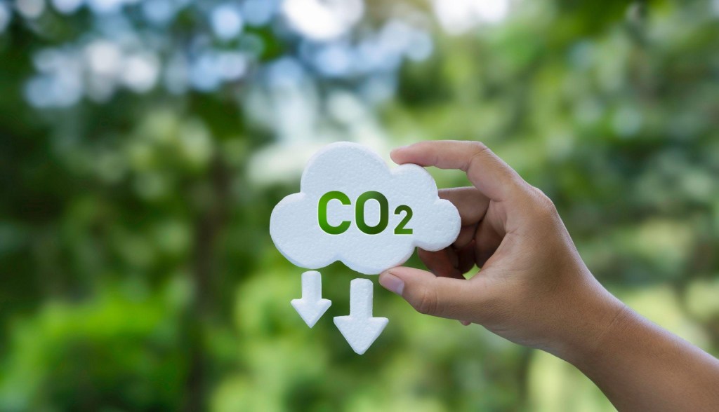 hand holding CO2 graphic