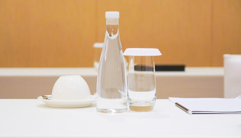 glass of sparkling water on table