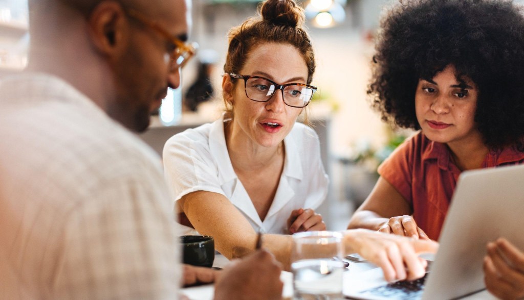 Employees discussing important topic