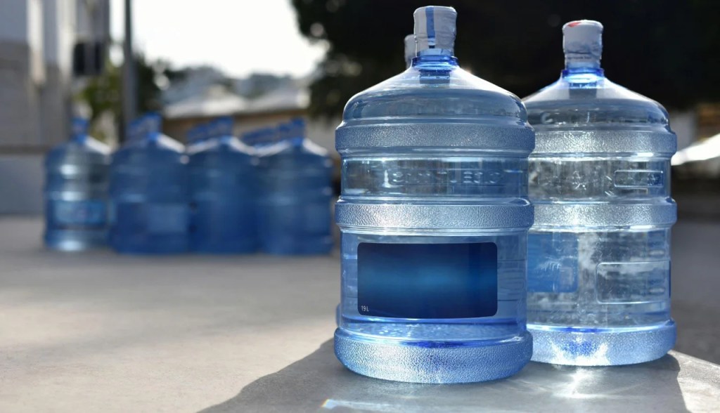 plastic jugs of water