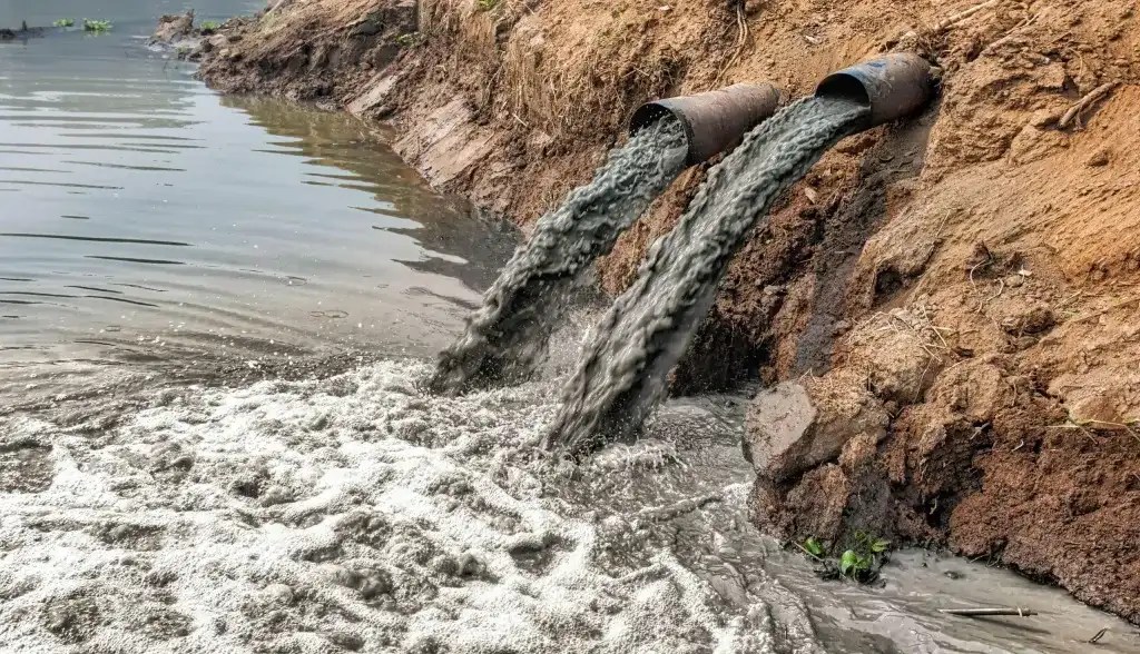 water pollution from pipes going into waterway