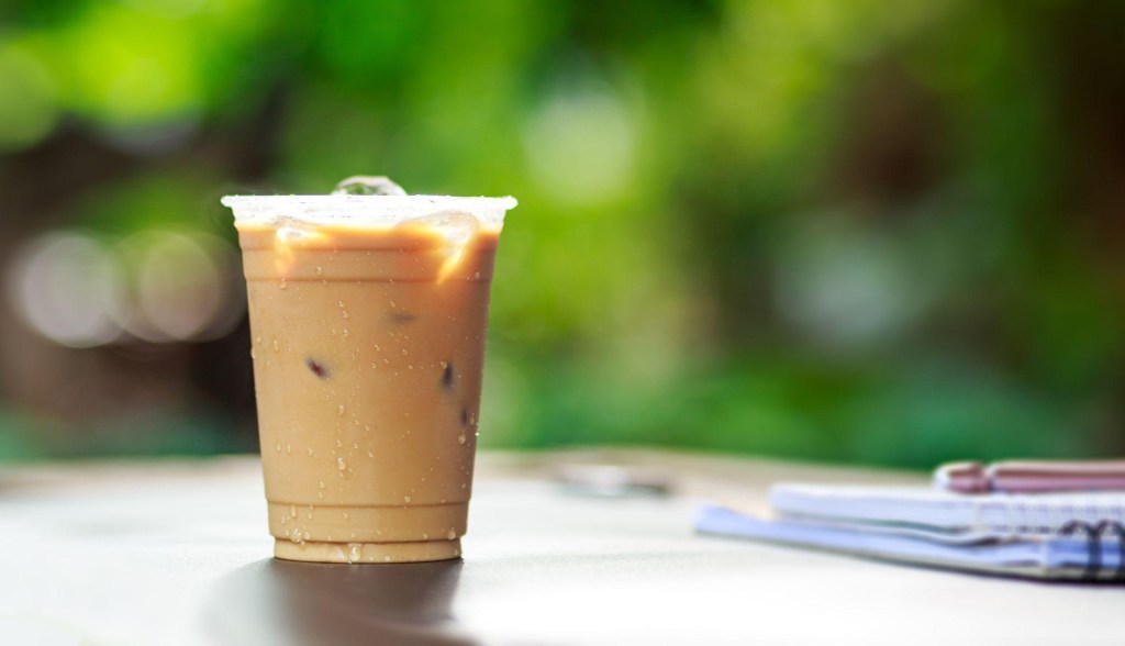 iced coffee on table outside