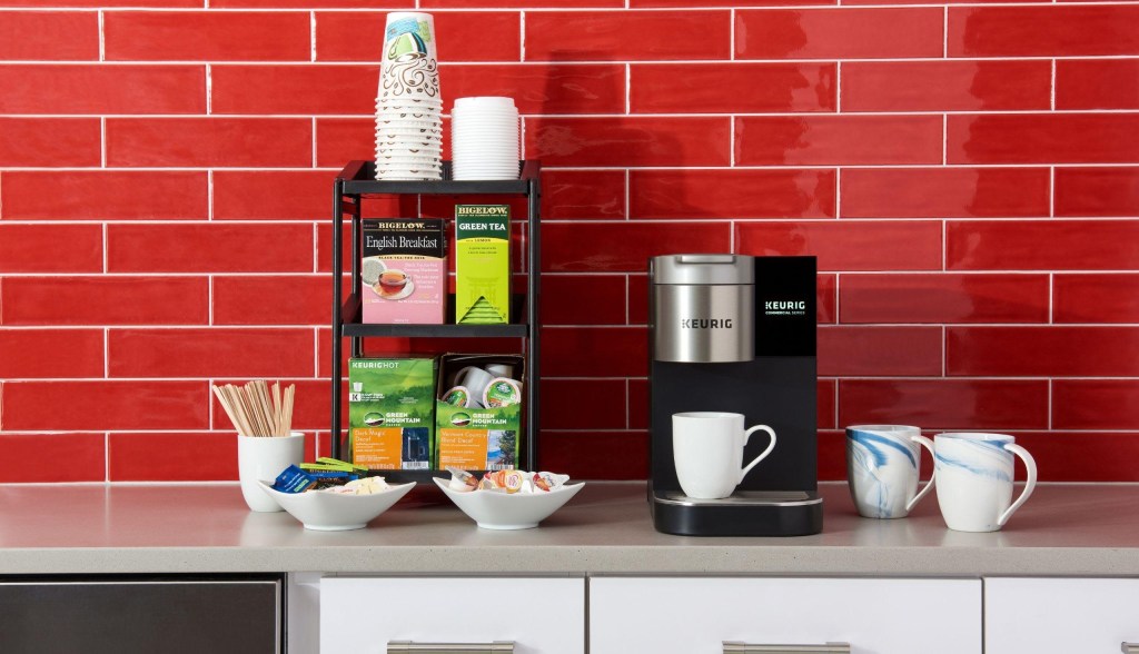 coffee set up in office breakroom