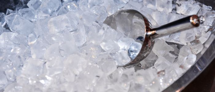 scooper inside a bowl of bullet ice