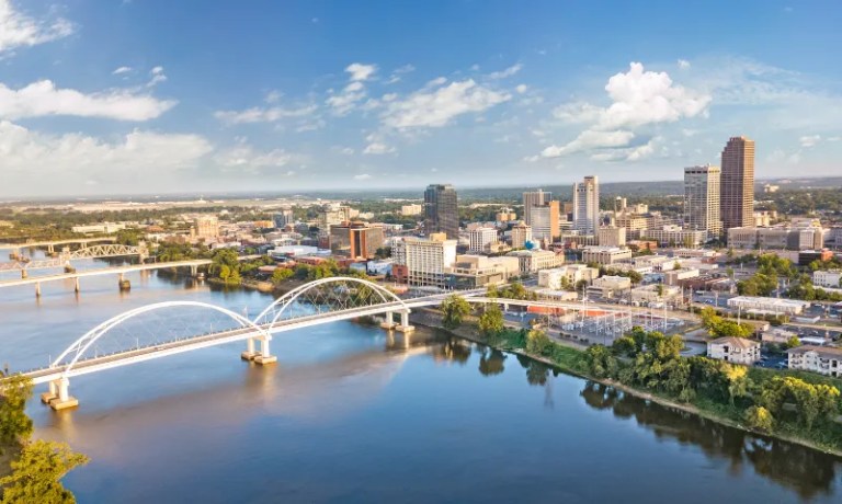 Little Rock skyline and water