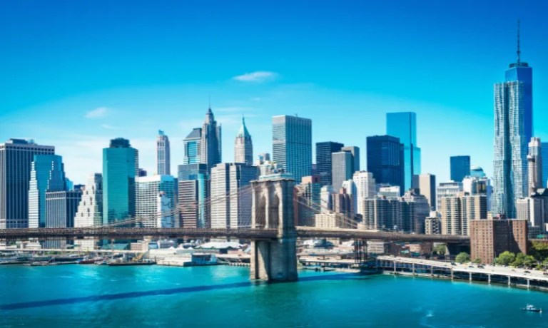 New York City skyline and water