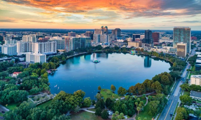 Orlando skyline and water