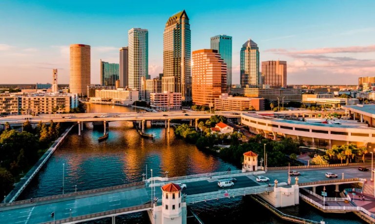 Tampa skyline and water