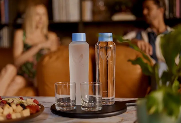 Vero bottles on a tray in hotel