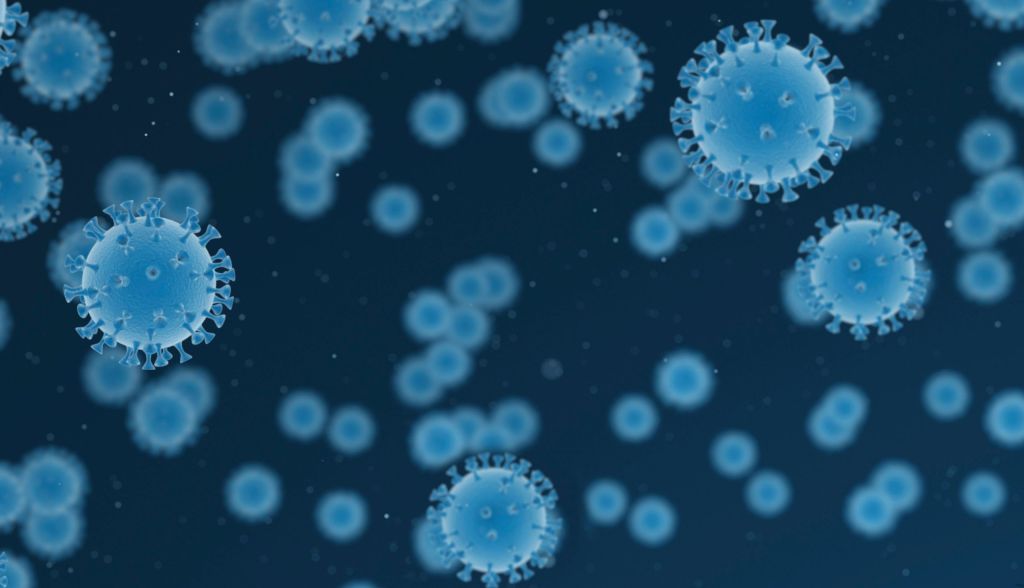 germs floating dark blue background