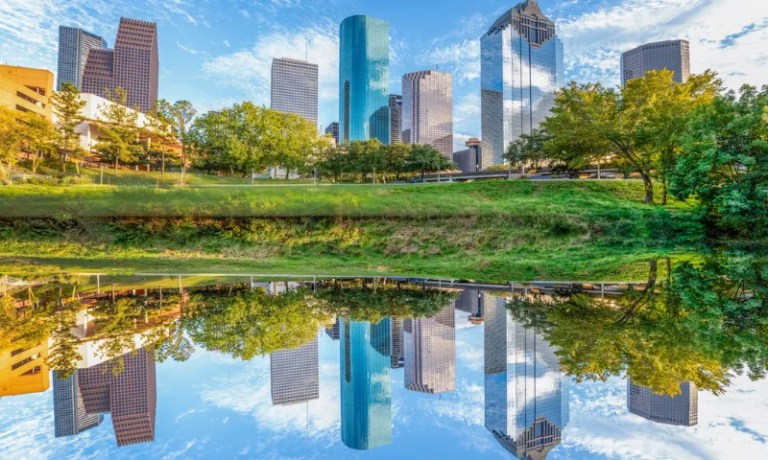 Houston skyline and water