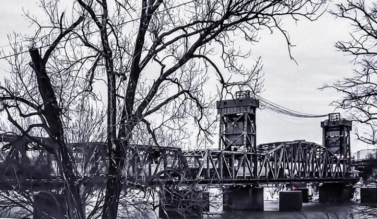 North Little Rock bridge with snow