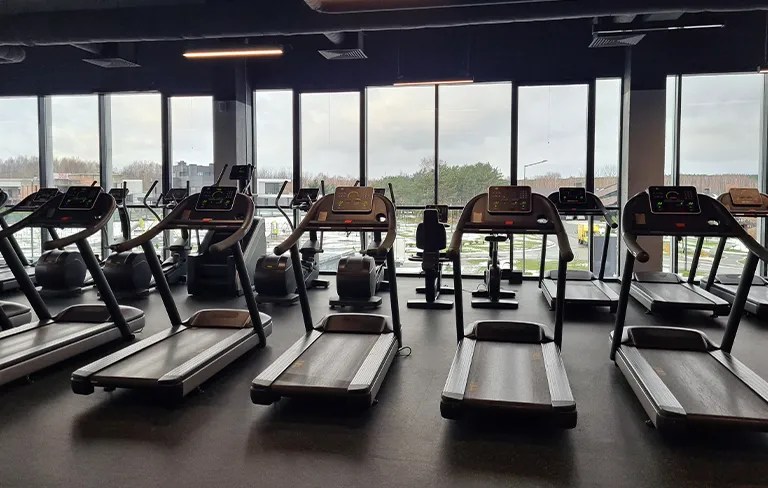 treadmills in a gym