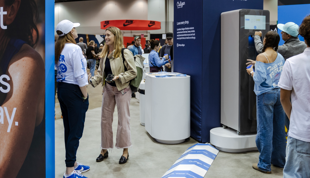 Lining up to dispense Twist bottleless water cooler